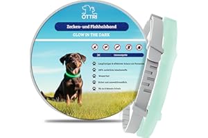 ÖTTRI Zeckenhalsband für Hunde und Katzen | Leuchtendes Präventionshalsband gegen Parasiten mit bis zu 8-Monatigen Schutz | Fluoreszierendes Halsband universell auf Jede Größe verstellbar