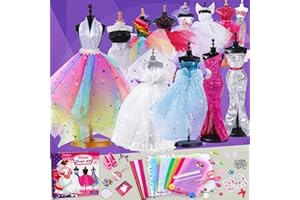 vamei Kits de Costura Niños Diseña la Moda Niñas Fashion Designer Kit con Cuaderno Bocetos Diseño Moda Cinta Métrica Tela Mini Maniquí Busto Kit Manualidades Niños Niñas 8 +