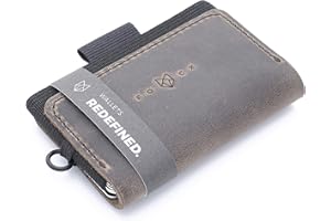 FOCX ® Minimalistyczny - mini portfel ze skóry na karty i banknoty, mały portfel, Slim Wallet ze szlufką do ściągania, etui na karty, etui na karty dla mężczyzn i kobiet, Made in Germany, brązowy,