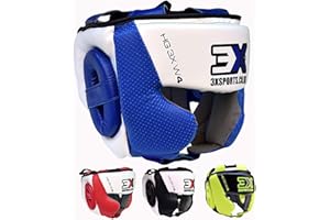 3X PROFESSIONAL CHOICE 3X Sports Boxing Headguard Liani Leather Head Guard for Boys Girls MMA Boxing Headgear Sparring Martial Arts Karate Taekwondo Helmet Protector Fighting Forehead Ear Protection