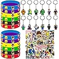 KEVRDRT R-oblox R-oblox 74 Pieces Birthday Party Favours for Girls, Birthday Gifts for Children Invited Party Gadgets with Stickers Bracelet Keyring