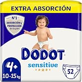 Dodot Sensitive Diapers Size 4+, 52 Nappies - 10 - 15 kg