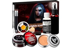 MAINT-CÖLLINTEC Face Paint Kit Kids Adults, Face Paint Makeup Halloween, Halloween Fake Blood Scars and Wounds Latex, Skeleton Zombie Clown Makeup Halloween, Body Paint for Fancy Dress Festivals