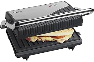 Bestron Électrique Presse-panini, Antiadhésif et déployable, 750 W, Noir