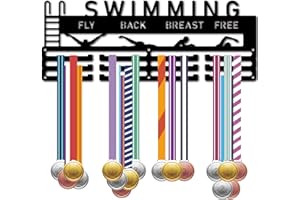 CREATCABIN Porte-Médailles de Natation en Métal Noir et Fer pour Organisateur de Médailles,Cadre Suspendu sur 60 médaille,Support Mural pour Danseuse de Ballet,40x15cm,Dos Volant sans Poitrine