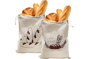 AFFEGIFTS Bolsa de Pan Lino, 2pcs se Puede Reutilizar Bolsa Pan Tela Grande Bolsa d Pan de Lino Reutilizable para el Almacenamiento y Conservación de Alimentos (A)