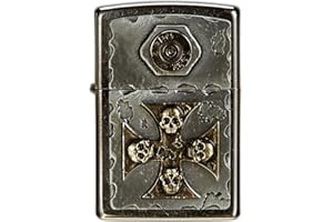 Zippo Lighter EMB Vintage Style W/Skull-Cross