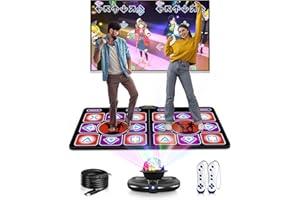 Acelufly Tappetino da Ballo Doppio Utente con Controller Wireless, Antiscivolo per Bambini e Adulti, Regalo per Ragazze e Ragazzi (Nero Rosso)