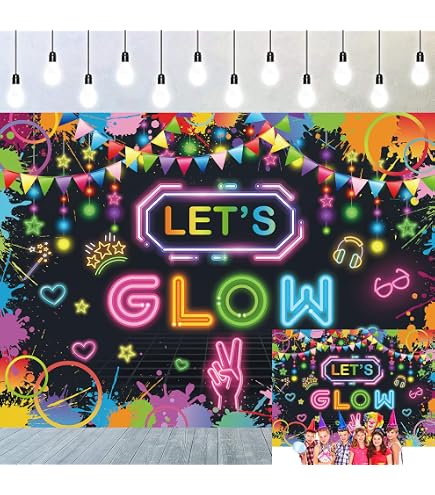 Ralxion Glow In The Dark Party Supplies Neon Party Backdrop - 4
