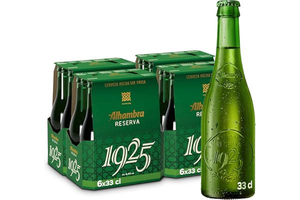 Alhambra Reserva 1925, Pack de 24 Botellas x 33 cl, Cerveza Extra de Fermentación Lenta, 6.4% Alcohol