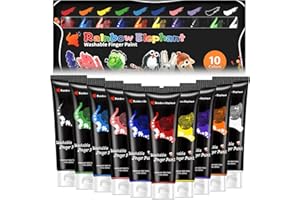 RDDAIPE 10*60ml Fingerfarben Kinder Ungiftig, Waschfest, Vegan, für Kinder ab 3 Jahren Zum Malen In Der Schule und zu Hause