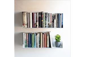 MILUKA Set di 2 Mensole da Muro Design 60 cm | Libreria Sospesa da Parete | Mensola Porta Libri Modulari con Effetto Invisibile | Scaffale Salvaspazio in Metallo Bianco