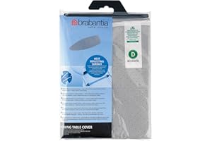 Brabantia Size D (135 x 45 cm) Replacement Ironing Board Cover with Built-in 2mm Foam Layer (Metallised) Easy-Fit, 100% Cotton