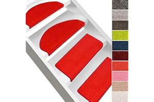 casa pura Stufenmatte Dynasty Velours | Halbrund oder eckig | In 7 Farben (Stufenmatte halbrund 15 Stück, Rot)