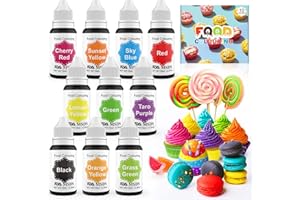 Hiebum Lebensmittelfarbe 10 Farben x 10ml Hochkonzentriert für Backen,Kuchen, Macaron, Kekse, DIY Seifen, Kunsthandwerk Einfärben