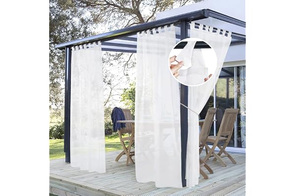 Pony Dance Rideau Voilage Blanc - Lot de 2 Voilages Transparent Décoration de Fenêtre Salon Moderne Voile à Pattes pour Chambre Maison Intérieurs Draperies, L 137 x H 213 cm, 2 Panneaux