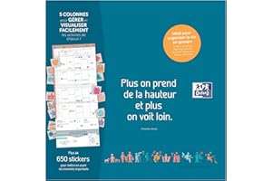 Calendrier Oxford Famille scolaire 16 mois 30x30cm 1 mois sur 2 pages Année 2023-2024 Bleu Français
