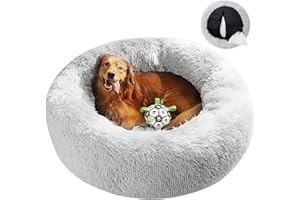 Purefun Hundebett Grosse Hunde 90 cm, hundebett groß waschbar, Hundekissen Flauschig Runde, Herzlich Hundebetten Weiches Hundekorb, Human Dog Bed Schlaf für Hund und Katzen (Graues