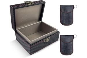 Eckerdromk Etui Anti RFID, Boite Anti RFID, Antivol Boîtier Faraday avec 2 Signal Blocage Faraday Pochette Sac, Keyless Go Boîtier Protection Clef Voiture, Boîte à Clés de Voiture, Cage de Faraday