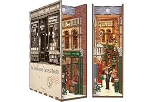 Tonecheer DIY Book Nook Kit, Puzzle 3D in Legno Casa Delle Bambole Miniature da Costruire Modellismo Adulti, Decorazione Creativa Della Libreria con luce LED (84 Charing Cross Road)