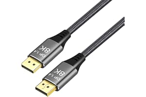 YIWENTEC Przewód miedziany 1 m Ultra HD 8K 4K DisplayPort kabel DP 1,4 8K 60 Hz 4K 144 Hz wysoka prędkość 32,4 Gb/s HDCP 3D cienki i elastyczny kabel DP do DP (1 m, 8 K)