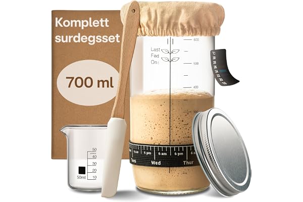 Praknu Surdegskit i Glas (700ml) Komplett kit med guide för nybörjare & hembakning – Perfekt som present