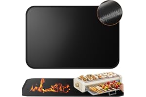 YVICV Tappetino resistente al calore, in silicone ignifugo per piano di lavoro, forno a microonde, tostapane, friggitrice ad aria, 60 x 40 cm, base ignifuga per piani di lavoro della cucina, nero