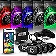 OPT7 LED RGBW Rock Lights 8pc kit Bluetooth App Control RGB & True White w/Soundsync, Multicolor & Modes, IP68 Waterproof Neon Pods, Compatible with Car Truck Offroad ATV UTV, 8 Pods