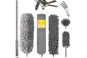 ETIEVORT 7 Pezzi Spolverino Per Polvere, Lavabile Spolverino Telescopico In Microfibra, Pulizia Sotto Letto Estensibile Flessibile, Spolverino Per Polvere Allungabile Per Pulire Letto, Divano, Casa (Grigio)