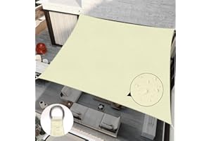 RICHIE Sun Shade Sail Square 3.6m x 3.6m Waterproof, 98% UV Block Awnings for Patios with Free Rope, Sunscreen Awning Canopy, Rectangular Garden Shelter for Outdoor Garden Patio Yard Lawn Party, Beige