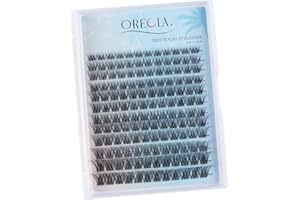 Oreola Pestañas Individuales Natural D Curl 8-16mm Grupo de Pestañas Base ancha del segmento de pestañas tenues, 144PZS Invisible Clear Band Pestañas individuales Extensión de pestañas DIY en casa