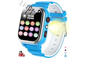 POKUJNFY Smartwatch dla dzieci 26 Gry SOS Telefon Krokomierz Kalorie Kamera HD Muzyka Odtwarzacz wideo Zegarek dziecięcy Prezenty Dziewczęta i chłopcy Prezent urodzinowy [W zestawie karta SD]