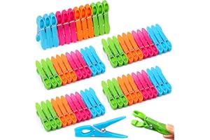 Zeawavsl 60Pcs Pinces a Linge Antiglissantes, Multicolores Pinces à Linge en Plastique, Heavy Duty Pince a Linge, Clips en Plastique Stables, Idéales pour Chaussettes, Serviettes, Vêtements