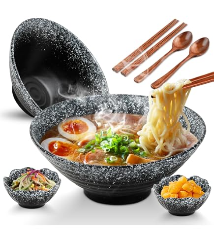 HOMIKLSA 2 Bols à Ramen en Céramique avec Cuillère et Bagettes