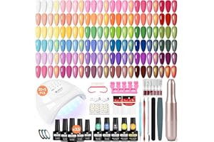VANREESA 35 Colores Kit Uñas Semipermanentes, Uñas Semipermanentes Kit Completo con Base Top Coat Lampara UV 48W, Taladro Eléctrico Profesional y Herramientas Manicura, Regalo para Mujeres