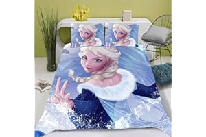 SMNVCKJ Set di biancheria da letto per bambini, con stampa Frozen, con chiusura lampo, in microfibra, per ragazzi e bambini (1,200 x 200)