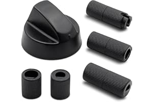 ERSATZTEILSHOP BASICS Manopola per fornello, Ø 43 mm, manopola per fornello, con 5 adattatori, universale, per fornelli, forno, 2 colori (nero)