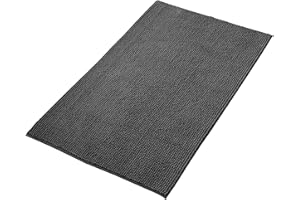 Decomira Alfombra de Baño Antideslizante de Chenilla | Alfombrilla súper Absorbente y Lavable a máquina | para el baño, la Ducha, la bañera o como Alfombra WC | Antracita - 70x120 cm