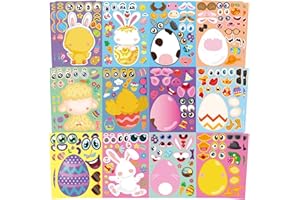 BROMMAT Pasqua Adesivo, 24 Fogli Adesivi Pasquali Adesivi Coniglietto Pasquale, Easter Stickers Bambini, Stickers Modelli Uova Coniglio, Bambini Fai da Te Decorazione Pasquale, Adesivi Uovo di Pasqua …