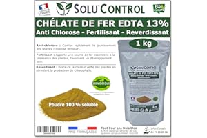 TOUT POUR LES NUISIBLES Solu'Control Chélate de Fer EDTA 13%, Anti-chlorose, Fertilisant, Reverdissant, 1 kg
