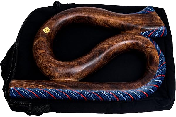 Didgeridoo de voyage en forme de S en bois de Suar, fait à la main et peint à la main à Dotpoint, didgeridoo professionnel compact avec sac de transport