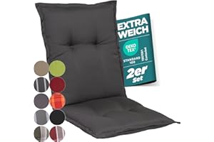 gardisun Gartenstuhlauflagen Niedriglehner I Extra Dicke Sitzauflagen I Made in Europe I Ideale Stuhlauflagen für Niederlehner Gartenstuhl I Auflagen mit extra hoher Lichtechtheit I 2er Set Anthrazit