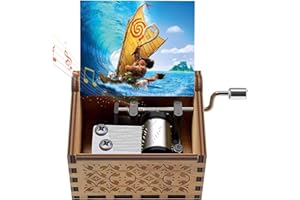 MICTENEY Moana It Calls Me Caja de música Regalo de Madera Grabado Caja Musical Manivela Moana Caja de música para niños, Decoración del hogar