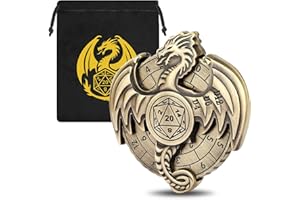 KELLER & WEBER DND Wheel Dice Spiner, Fingertip Gyro, 7-in-1 Dragon Metal D&D Dice, DND Starter Set, Dragon Roulette Dice Spinner, DND Gifts with Dragon Logo Gift Bag, Role Playing Board Game Accessories,Bronze