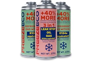 FREEZECO 3-i-1 2x2-i-1 – R134a köldmedelsersättning + 2 burkar köldmediumersättning med luftkonditioneringsfyllning olja för