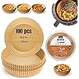 K-MART Air Fryer Liners Disposable, 6.3Inch 100pcs Round Airfryer Liners, Non-Stick, Heat Resistant, Food Grade Baking Paper, Parchment Paper for Baking, Roasting, Microwave