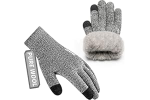Rahhint Thermal Winter Gloves for Men Women Pure Wool Knit Gloves with fleece lining insulated Liner Keep Hand Warm Gift