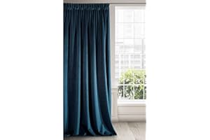 Eurofirany Ria Opaca Terciopelo con Cinta de Cortina-1 Unidad, Panel, Suave, Clásico, Elegante, Salón, Dormitorio, Gruesa 290 g/m², Velvet, Azul Oscuro, 140x270 cm
