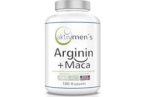 ‎AKTIVMEN´S aktivmen´s Arginin + Maca hochdosiert + laborgeprüft - 180 Kapseln - vegan - pflanzlich - L-Arginin Base Maca Wurzel Extrakt 20:1-1 Dose (1x140g)