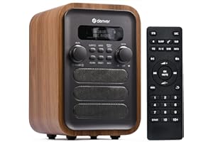 Denver DAB-48 Bluetooth DAB Radio With Remote Control - DAB/DAB+ Digital Radio Mains Powered – DAB Bluetooth Radio Speaker – DAB Alarm Clock – Grey With Large Remote Control